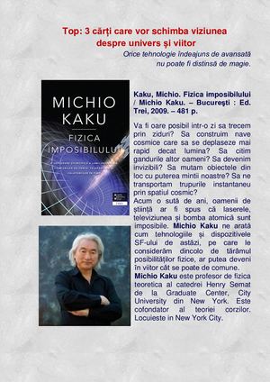 Top: 3 cărți care vor schimba viziunea  despre univers și viitor