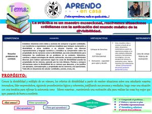 Semana 33 La Práctica Es Un Maestro Excepcional, Resolvemos Situaciones Cotidianas Con La Aplicación Del Mundo Mágico De La Divisibilidad