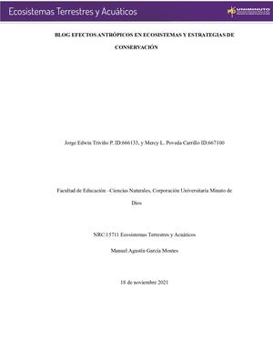 Blog Efectos Antrópicos En Ecosistemas Y Estrategias De Conservación