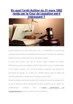 De quoi parle l’arrêt Authier du 31 Mars 1992