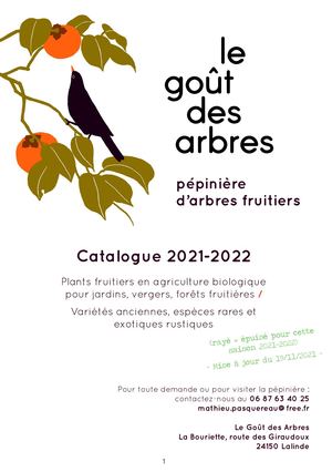 Le Goût des Arbres - Catalogue fruitiers 2021-22