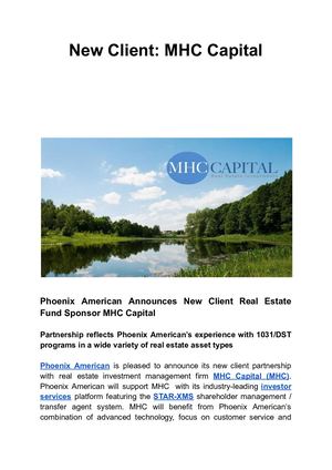 New Client Mhc Capital