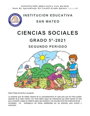 Guía Sociales 5° Segundo Periodo