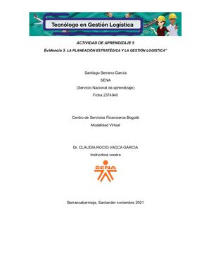 Evidencia 3 Planeacion Estrategica Y Gestion Logistica