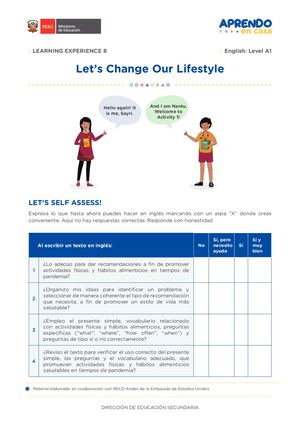 Exp8 Ebr Secundaria 3y4 Seguimosaprendiendo Ingles Activity1