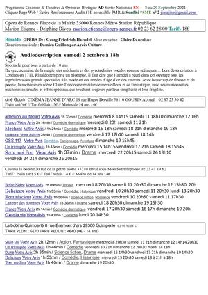 Programme Cinema Septembre Cinéma Jeanne D'arc à Gourin