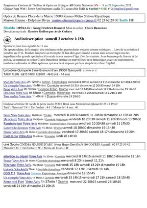Programme Cinema Septembre La Bobine Quimperle