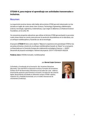 Steam H, Para Mejorar El Aprendizaje Con Actividades Transversales E Inclusivas