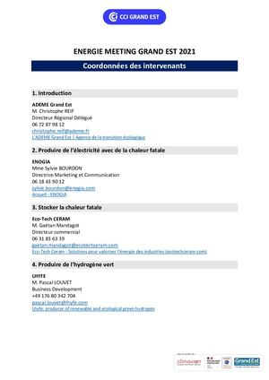 Coordonnées Intervenants