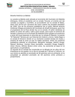 Reseña Histórica La Balsita