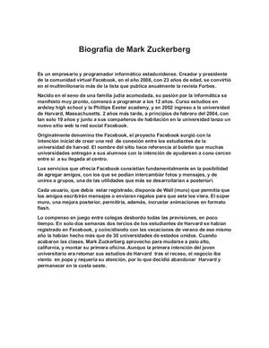 Biografia De Mark Zuckerberg