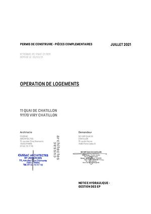 7B NOTICE HYDRAULIQUE - GESTION DES EP