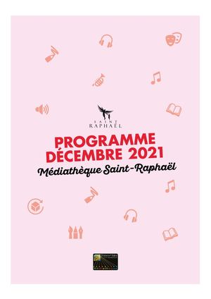 Programme de la Médiathèque de Saint-Raphaël pour le mois de décembre 2021