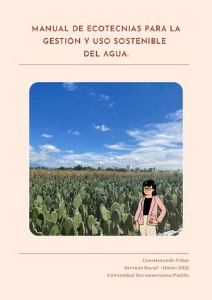 Manual de ecotecnias para la gestión y uso sostenible  del agua.