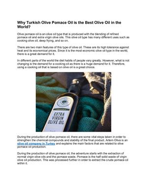 Why Turkish Olive Pomace Oil Is The Best Olive Oil In The World