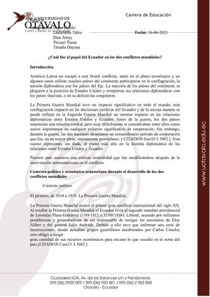 Ecuador En Conflictos Mundiales