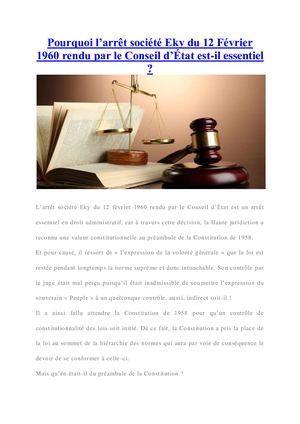 L’arrêt société Eky du 12 février 1960 rendu par le Conseil d’État est-il essentiel ?