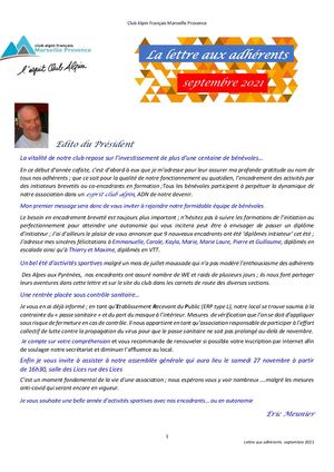 Lettre Adherents CAF MP Septembre 2021