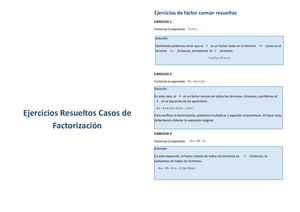 Ejercicios De Factor Común Resueltos