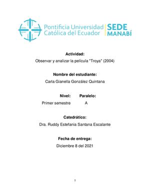 Gianella González Análisis De La Película Troya