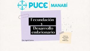 Fecundación Y Desarrollo Embrionario