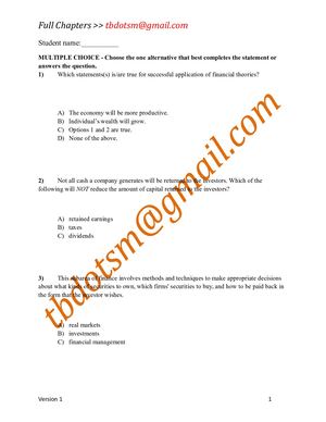 Test Bank Solutions for M: Finance 5th Edition Cornett