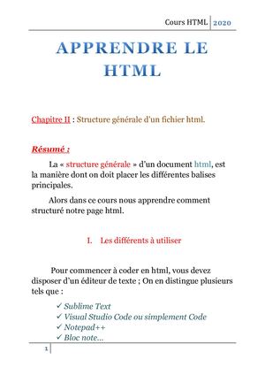 APPRENDRE LE HTML