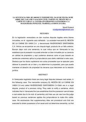 Analisis De Jurisprudencia Sentncia 109 Del Tsj