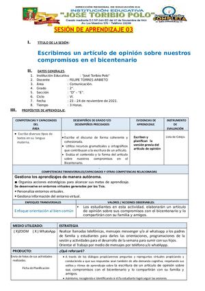 Articulo De Opinion Bicentenario Renzo Ayala