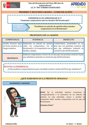 1ro 9 Actividad De Comunicación N° 03 2021