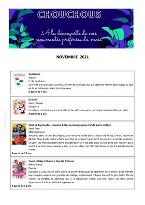 Chouchous Jeunesse Novembre 2021