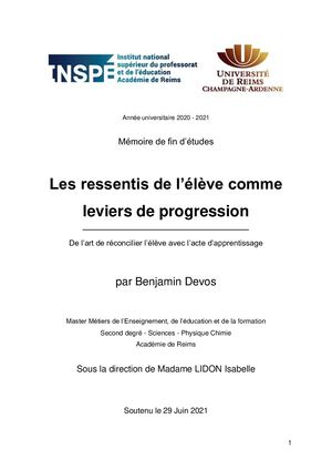 Les ressentis de l’élève comme leviers de progression