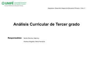 Matriz De Analisis Curricular Tercer Grado