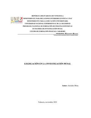 Legislación En La Investigación Penal