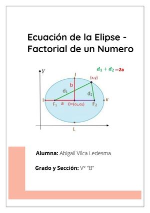 07 Ecuación De La Elipse Factorial De Un Número Abigail Vilca Ledesma V B
