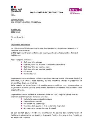 Operatrice En Confection