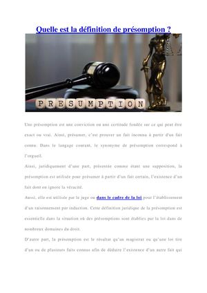 Quelle est la définition de présomption ?