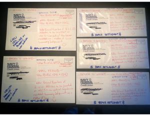 NAVY FCU - Evidence - 2 YEARS of HARASSMENT, violation Title 15 USC 1692d, & MAIL FRAUD, violation Title 18 USC 1341 & 1342 (Pending Suit)