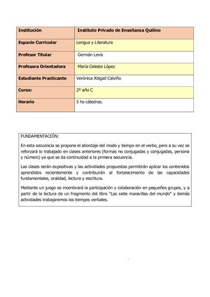 Secuencia Didáctica Para 2º Año Verbos Y Sus Accidentes (1)