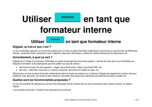 Utiliser Digipad en tant que Formateur Interne