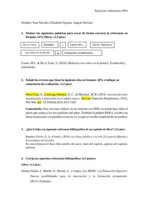 Ejercicios De Referencia Apa