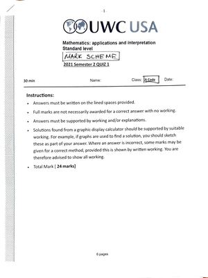 Quiz 1 Markscheme A Code