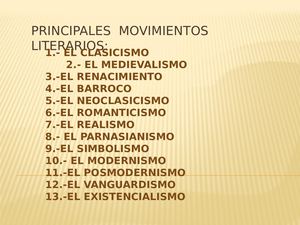 Principales Movimientos Literarios