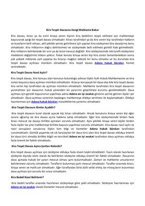 Kira Tespit Davasi Hangi Mahkeme Bakar
