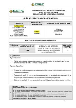 Informe Calculo De Errores De R P M De Máquina Que Genera Cinemática En Coordenadas Normales Y Tangenciales Noroña Mauricio