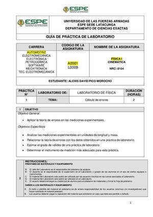 Ensayo De Laboratorio Calculo De Errores Coordebadas Normales Y Trangenciales - Alexis Pico