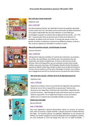 Nouveautés Documentaires Jeunesse Décembre 2021
