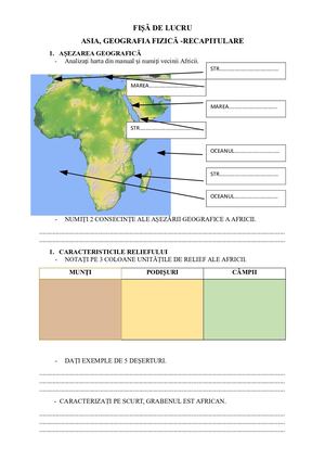 Fișă De Lucru Africa