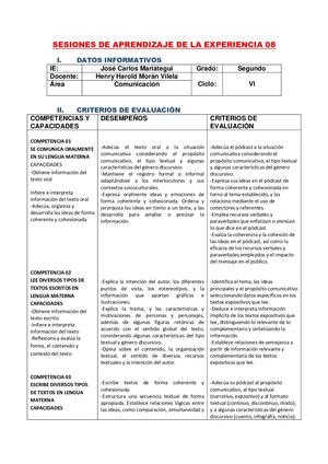 Sesiones de aprendizaje