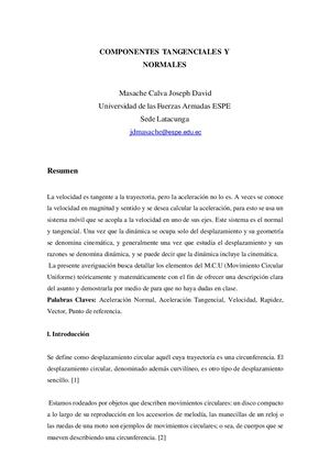 Masache Joseph Ensayo Componentes Tangenciales y Normales